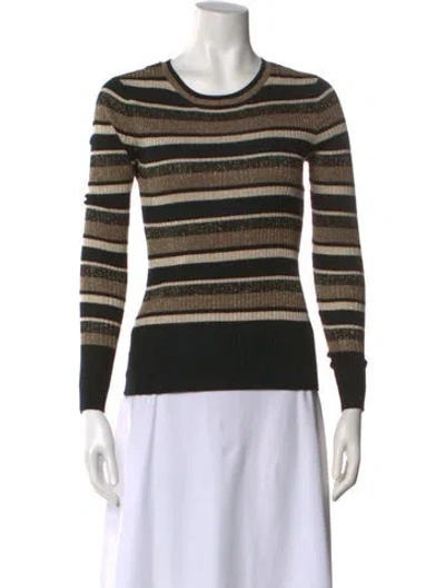Pre-owned Frame Striped Crew Neck Sweatshirt In Gold