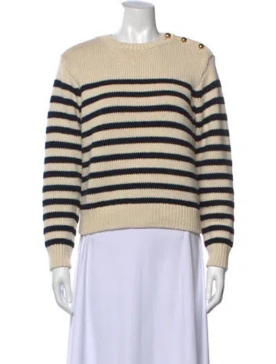 Pre-owned Frame Striped Crew Neck Sweatshirt In Neutral