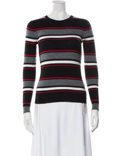 Pre-owned Frame Striped Crew Neck Top In Black