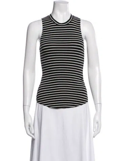 Pre-owned Frame Striped Crew Neck Top In Black