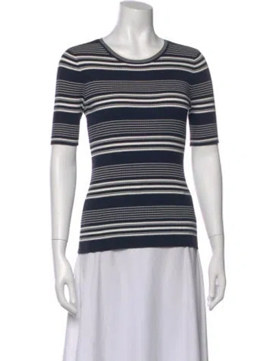 Pre-owned Frame Striped Crew Neck Top In Blue