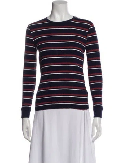 Pre-owned Frame Striped Crew Neck Top In Blue