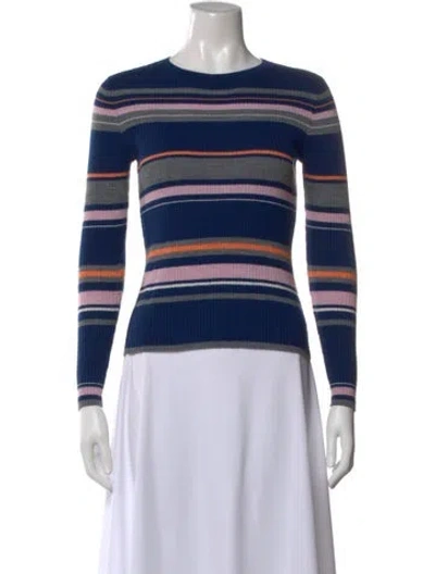 Pre-owned Frame Striped Crew Neck Top In Blue