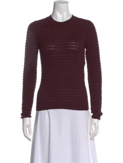 Pre-owned Frame Striped Crew Neck Top In Burgundy