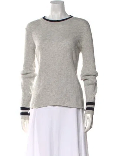 Pre-owned Frame Striped Crew Neck Top In Gray