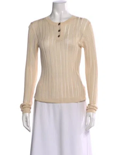 Pre-owned Frame Striped Crew Neck Top In Neutral