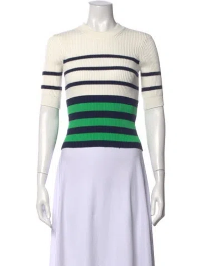 Pre-owned Frame Striped Crew Neck Top In Neutrals