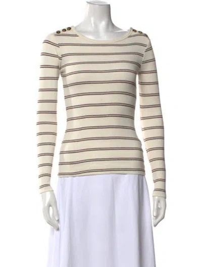 Pre-owned Frame Striped Crew Neck Top In Neutrals