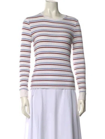 Pre-owned Frame Striped Crew Neck Top In White