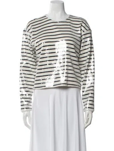 Pre-owned Frame Striped Crew Neck Top In White