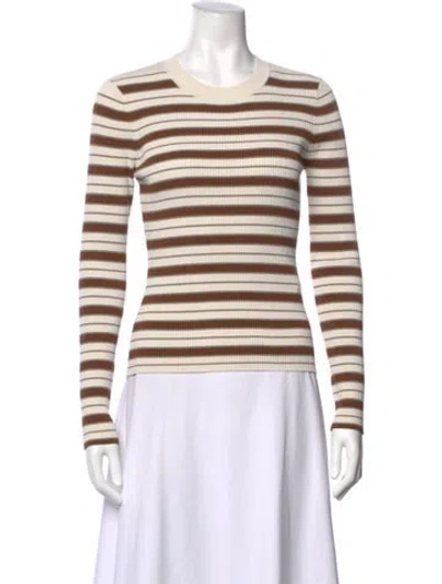 Pre-owned Frame Striped Crew Neck Top In White