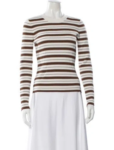 Pre-owned Frame Striped Crew Neck Top In White