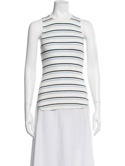 Pre-owned Frame Striped Crew Neck Top In White