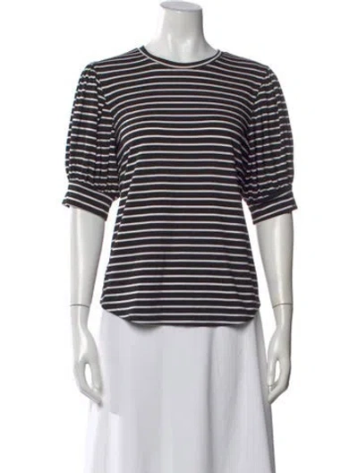 Pre-owned Frame Striped Crew Neck T-shirt In Black