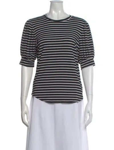 Pre-owned Frame Striped Crew Neck T-shirt In Black