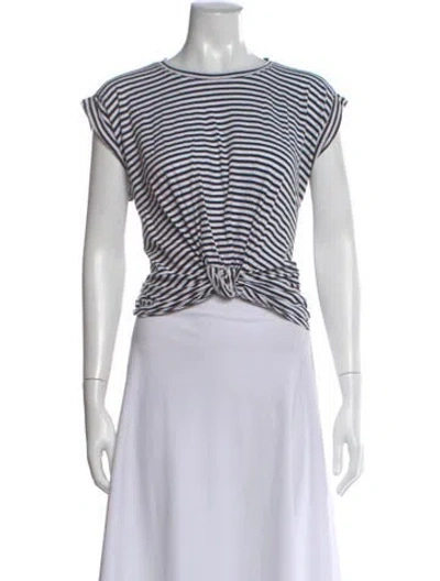 Pre-owned Frame Striped Crew Neck T-shirt In Black