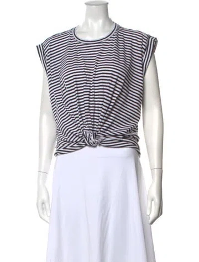 Pre-owned Frame Striped Crew Neck T-shirt In Black