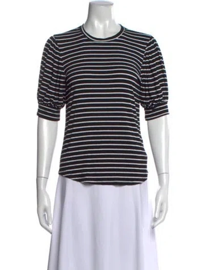 Pre-owned Frame Striped Crew Neck T-shirt In Black
