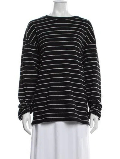 Pre-owned Frame Striped Crew Neck T-shirt In Black