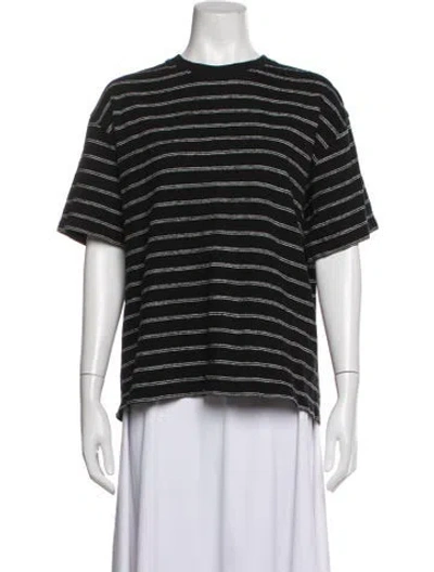 Pre-owned Frame Striped Crew Neck T-shirt In Black