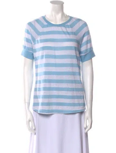 Pre-owned Frame Striped Crew Neck T-shirt In Blue