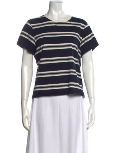 Pre-owned Frame Striped Crew Neck T-shirt In Blue