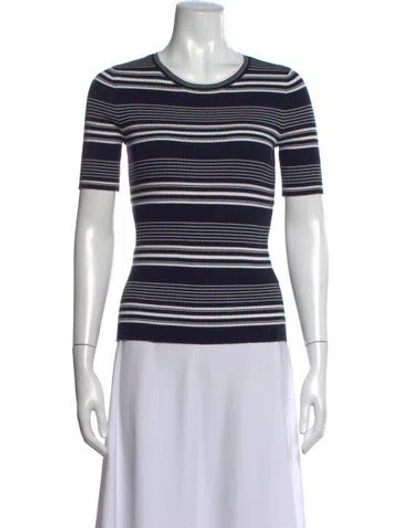 Pre-owned Frame Striped Crew Neck T-shirt In Blue