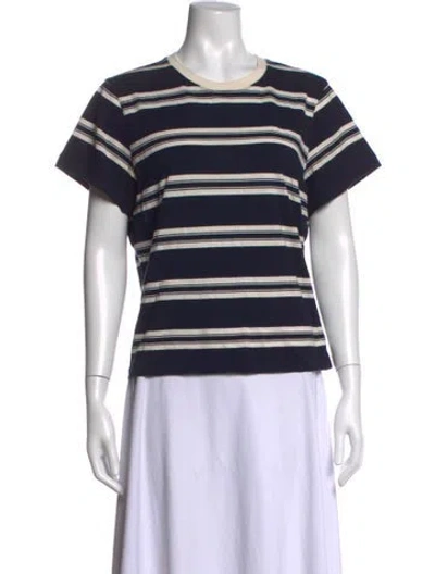 Pre-owned Frame Striped Crew Neck T-shirt In Blue