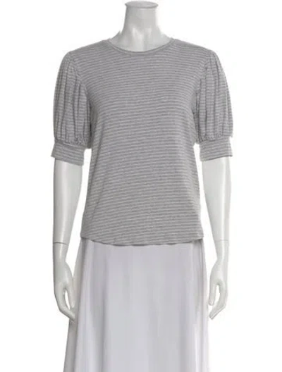 Pre-owned Frame Striped Crew Neck T-shirt In Gray
