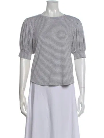 Pre-owned Frame Striped Crew Neck T-shirt In Gray