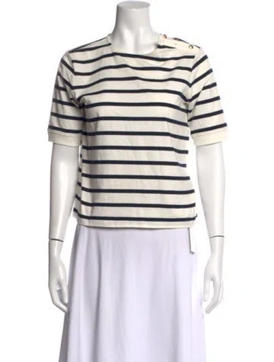 Pre-owned Frame Striped Crew Neck T-shirt In Neutrals