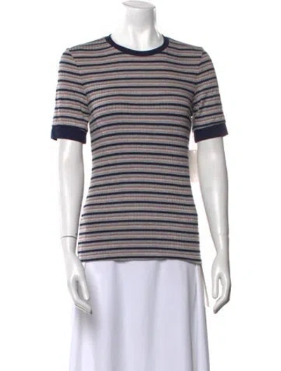 Pre-owned Frame Striped Crew Neck T-shirt W/ Tags In Blue