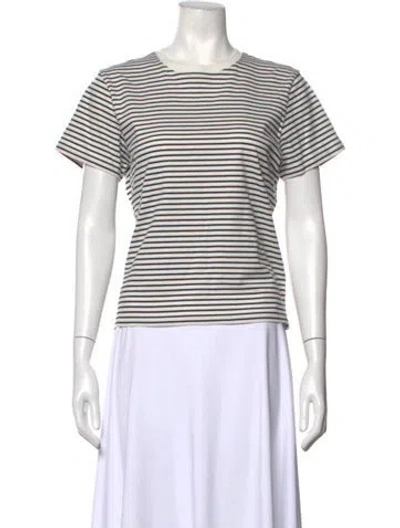 Pre-owned Frame Striped Crew Neck T-shirt W/ Tags In White