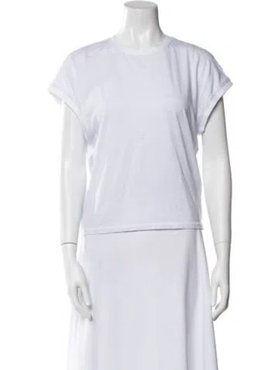 Pre-owned Frame Striped Crew Neck T-shirt In White