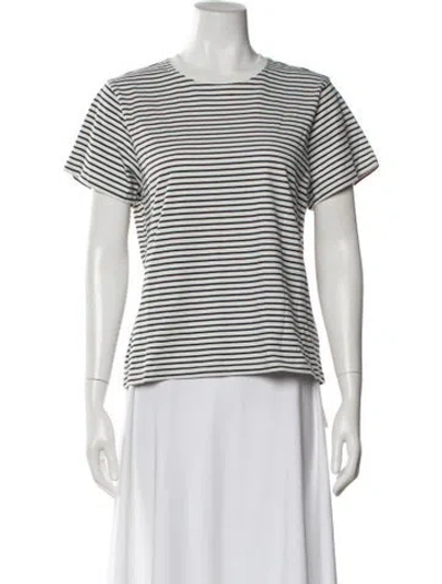 Pre-owned Frame Striped Crew Neck T-shirt In White