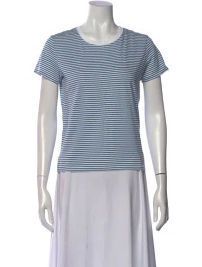 Pre-owned Frame Striped Crew Neck T-shirt In White