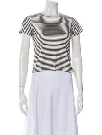 Pre-owned Frame Striped Crew Neck T-shirt In White