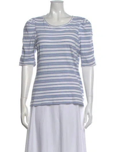 Pre-owned Frame Striped Crew Neck T-shirt In White