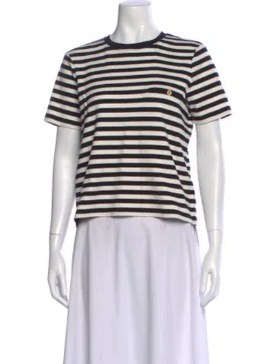 Pre-owned Frame Striped Crew Neck T-shirt In White