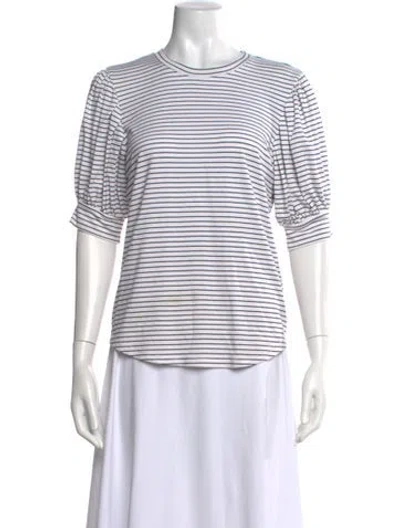 Pre-owned Frame Striped Crew Neck T-shirt In White