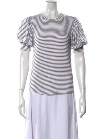 Pre-owned Frame Striped Crew Neck T-shirt In White