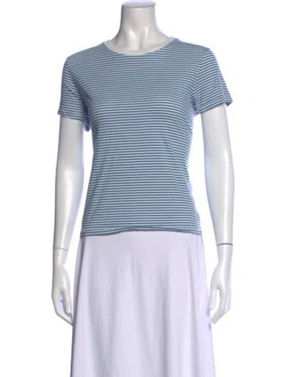 Pre-owned Frame Striped Crew Neck T-shirt In White