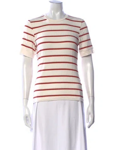 Pre-owned Frame Striped Crew Neck T-shirt In White