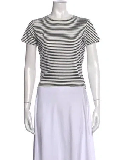 Pre-owned Frame Striped Crew Neck T-shirt In White