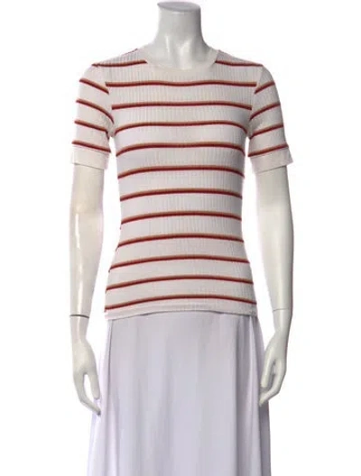 Pre-owned Frame Striped Crew Neck T-shirt In White