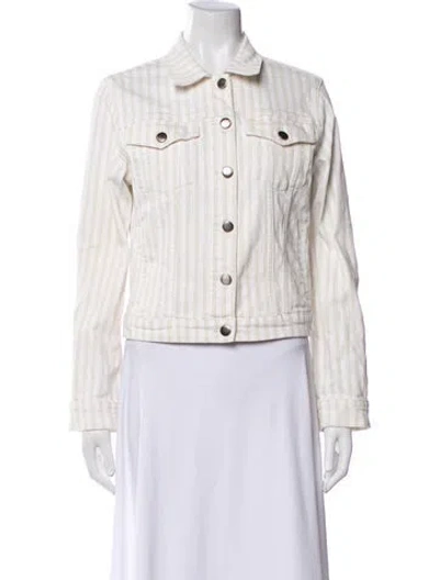 Pre-owned Frame Striped Denim Jacket In Neutral