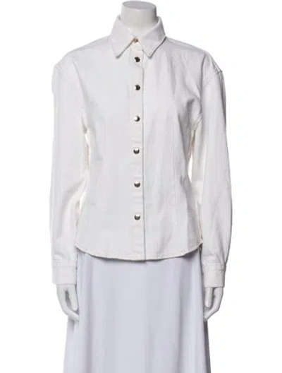 Pre-owned Frame Striped Denim Jacket In White