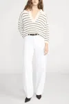 Frame Striped Easy Pullover Sweater In Cream Multi In Neutral