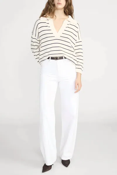 Frame Striped Easy Pullover Sweater In Cream Multi In Neutral