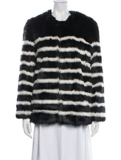 Pre-owned Frame Striped Faux Fur Jacket In Black